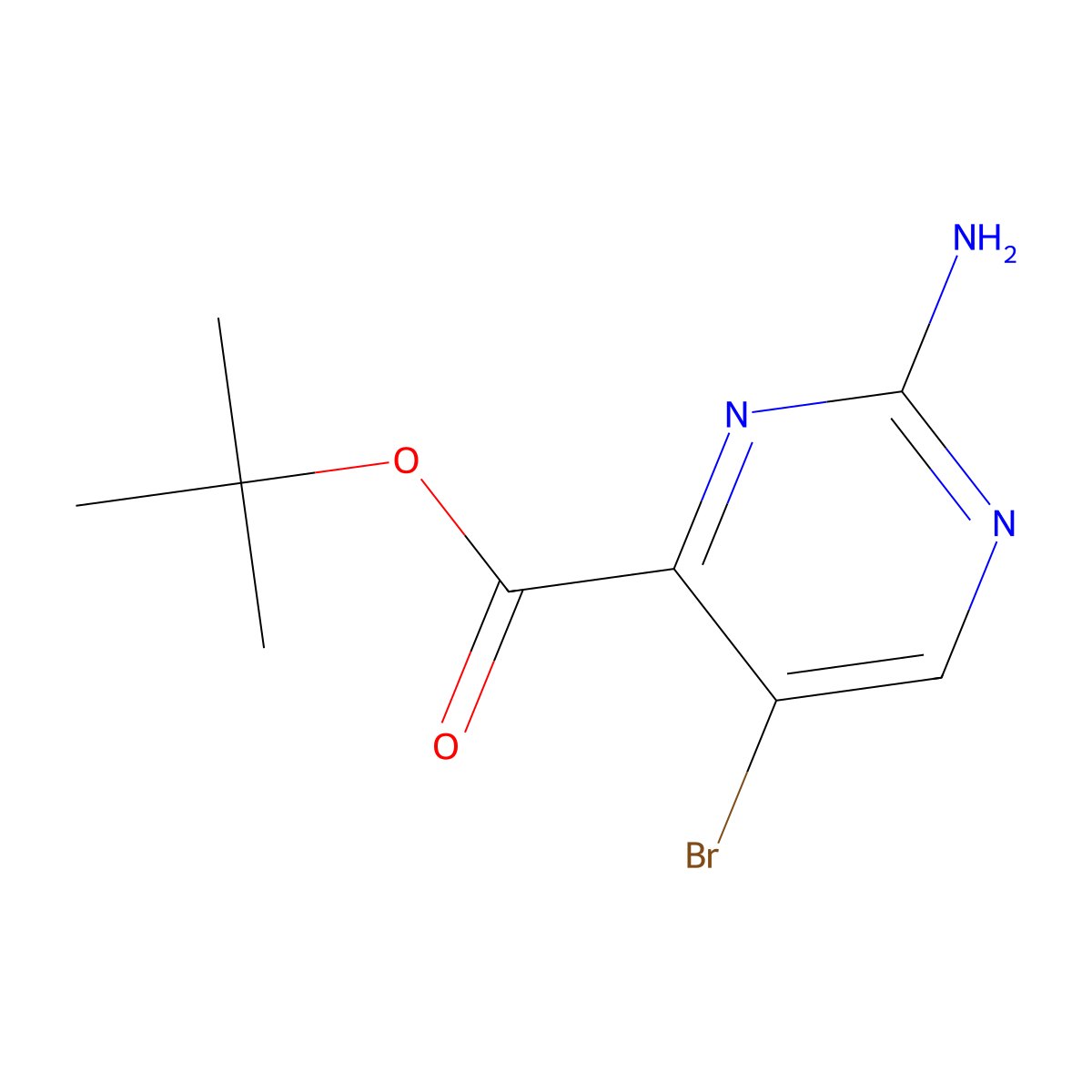 Tert-butyl 2-amino-5-bromopyrimidine-4-carboxylate molecular structure, CAS 2913423-82-0