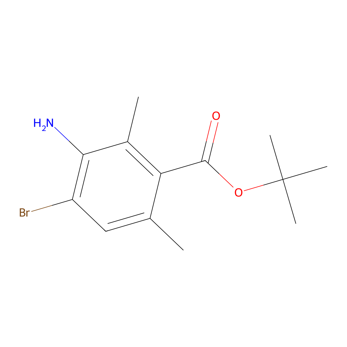 Tert-butyl 3-amino-4-bromo-2,6-dimethylbenzoate molecular structure, CAS 2913423-87-5