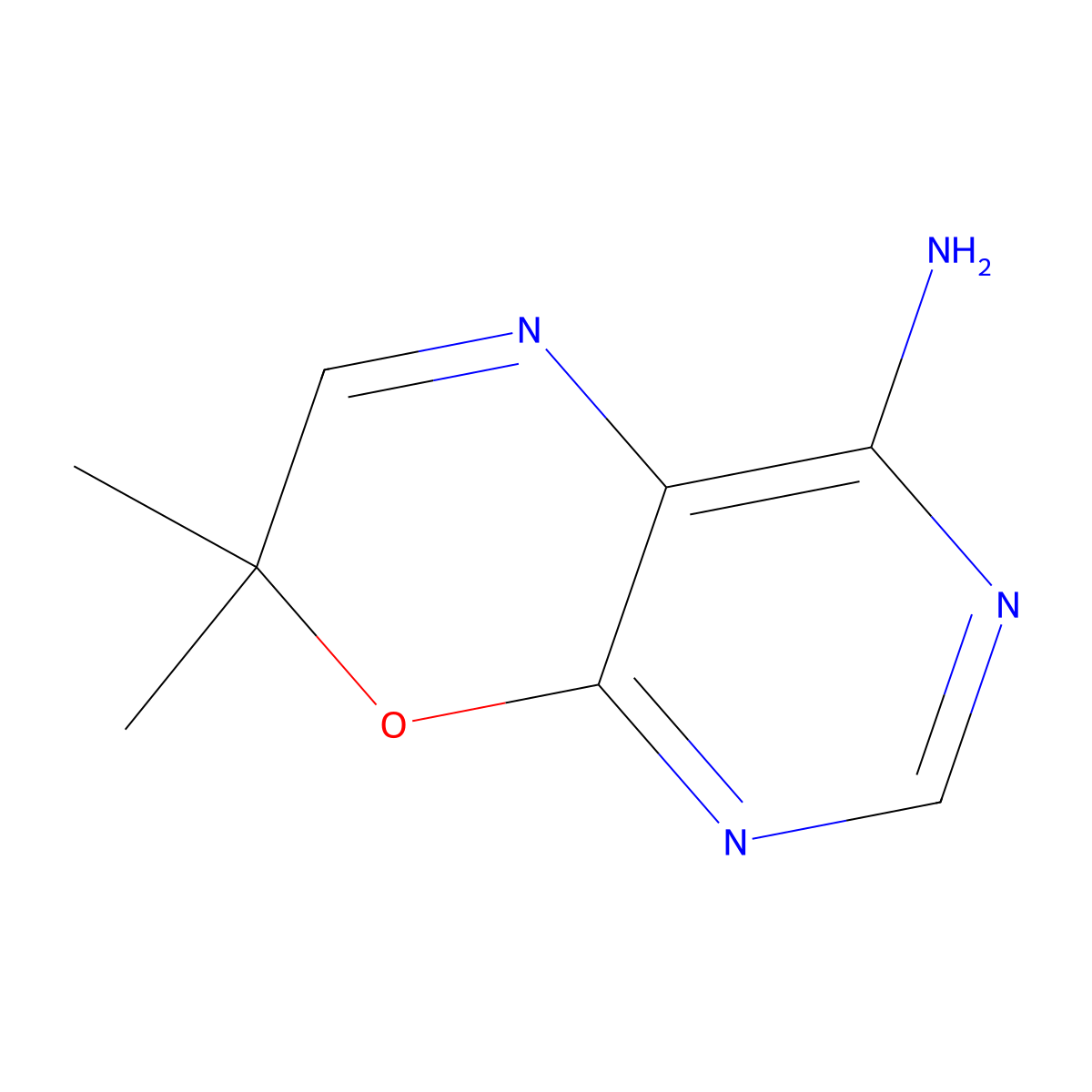 7,7-dimethyl-7H-pyrimido[4,5-b][1,4]oxazin-4-amine molecular structure, CAS 2913423-90-0