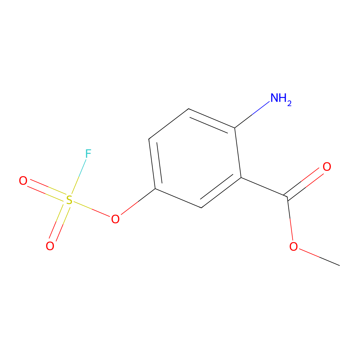 Methyl 2-amino-5-[(fluorosulfonyl)oxy]benzoate molecular structure, CAS 2913423-98-8
