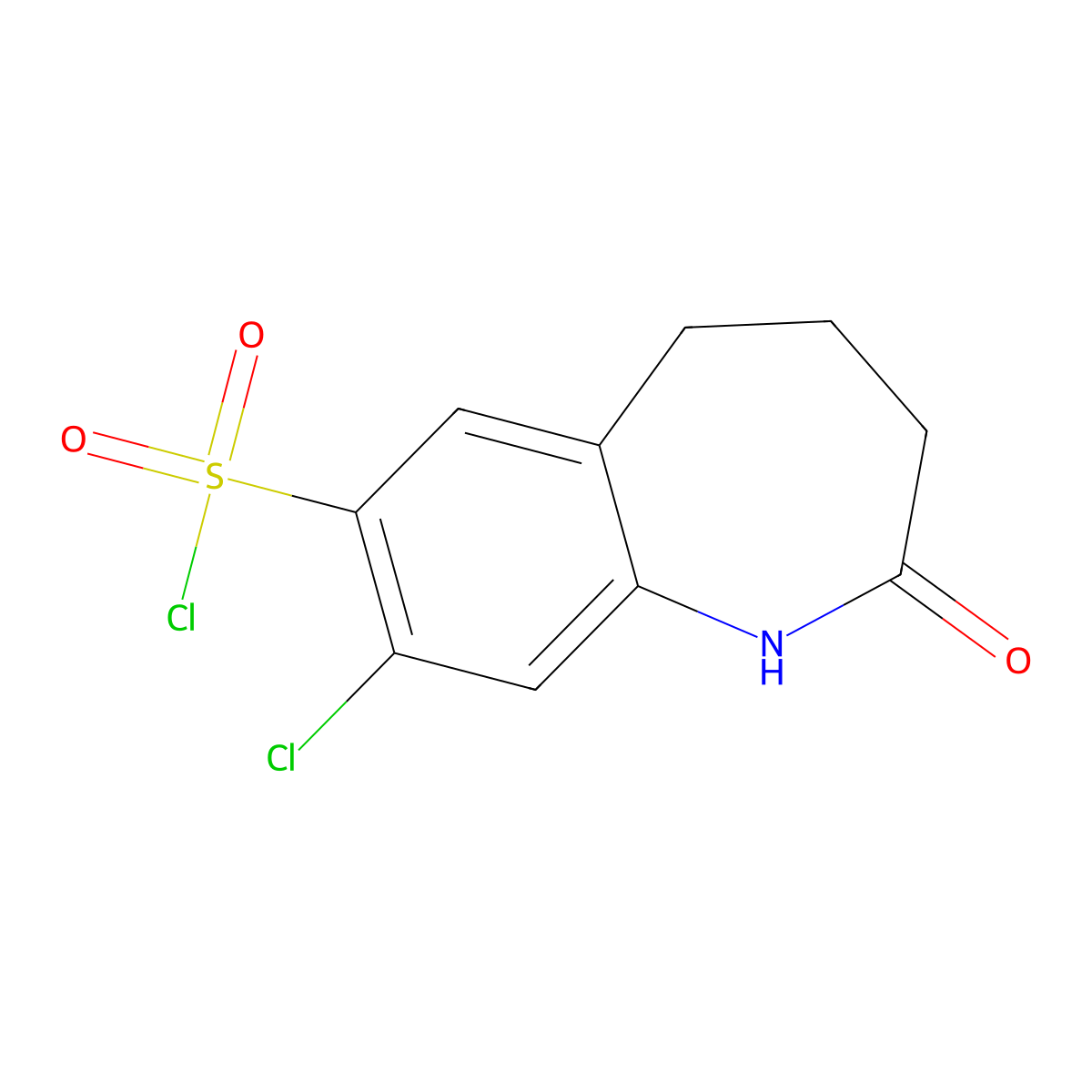 8-chloro-2-oxo-2,3,4,5-tetrahydro-1H-1-benzazepine-7-sulfonyl chloride molecular structure, CAS 2913424-21-0