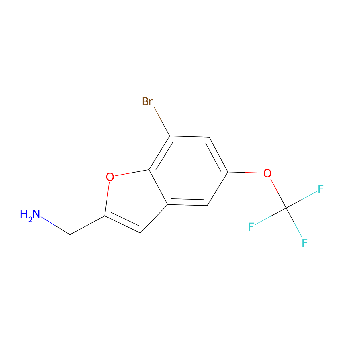1-[7-Bromo-5-(trifluoromethoxy)-1-benzofuran-2-yl]methanamine molecular structure, CAS 2913424-23-2