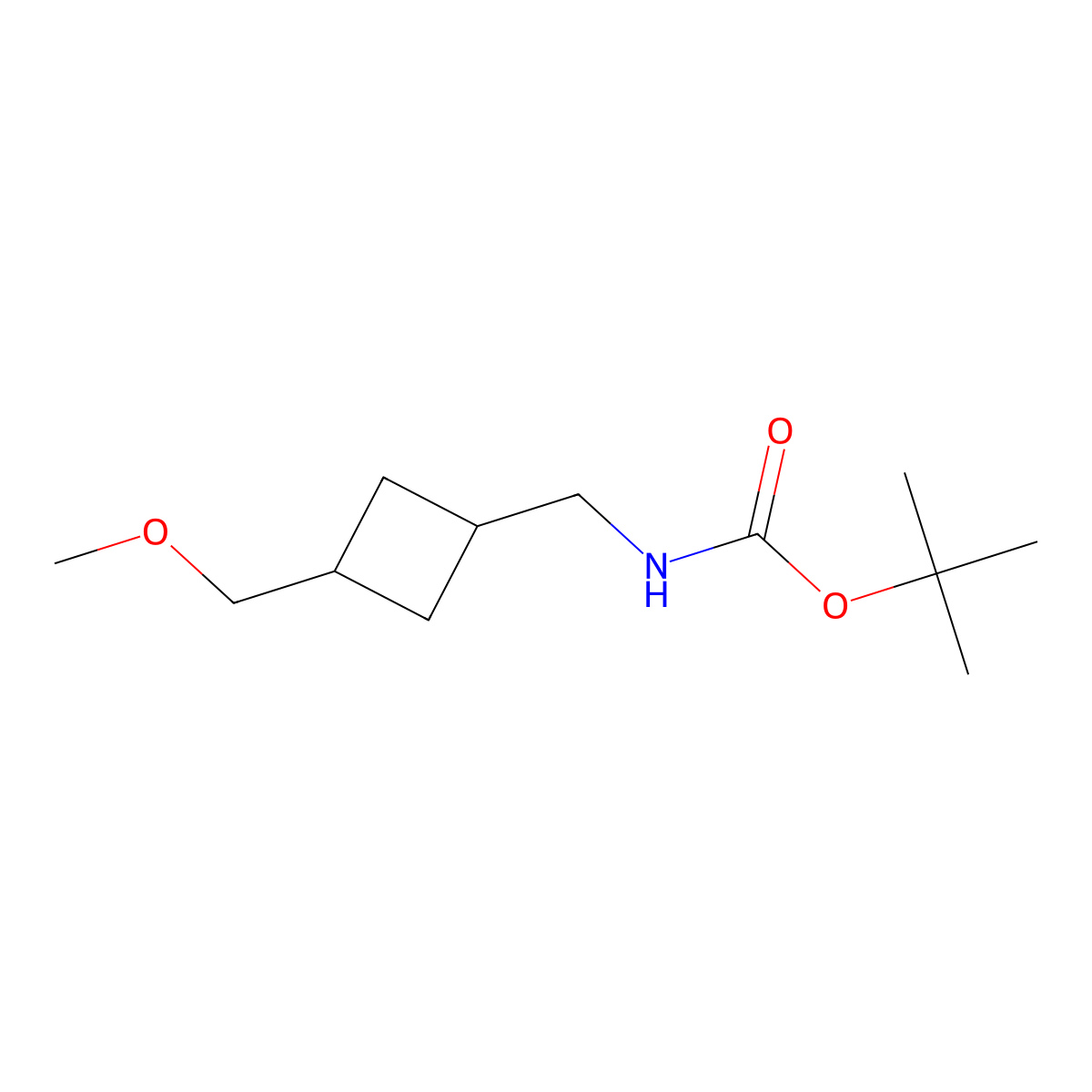 tert-butyl N-{[3-(methoxymethyl)cyclobutyl]methyl}carbamate molecular structure, CAS 2913424-36-7
