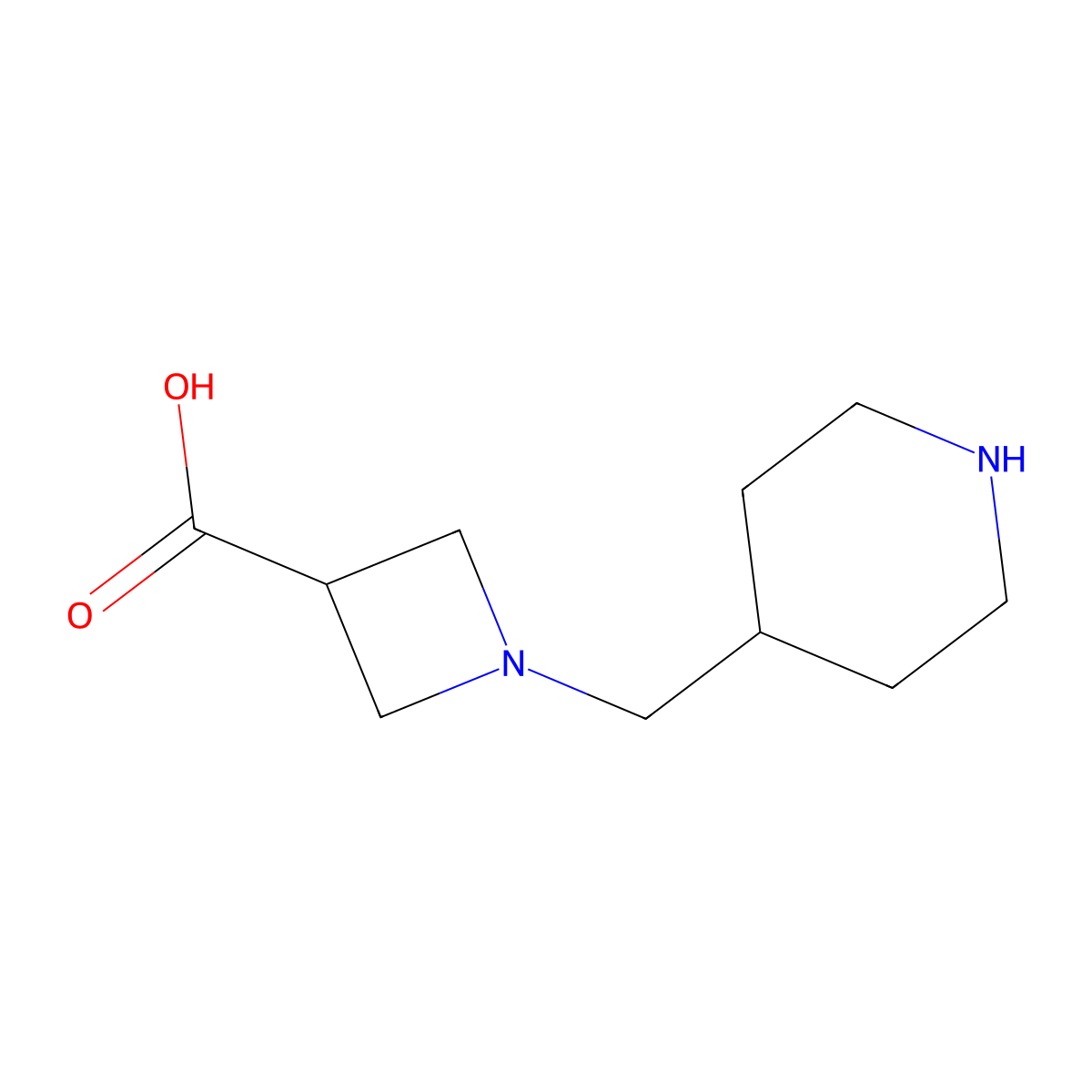 1-[(Piperidin-4-yl)methyl]azetidine-3-carboxylic acid molecular structure, CAS 2913424-46-9
