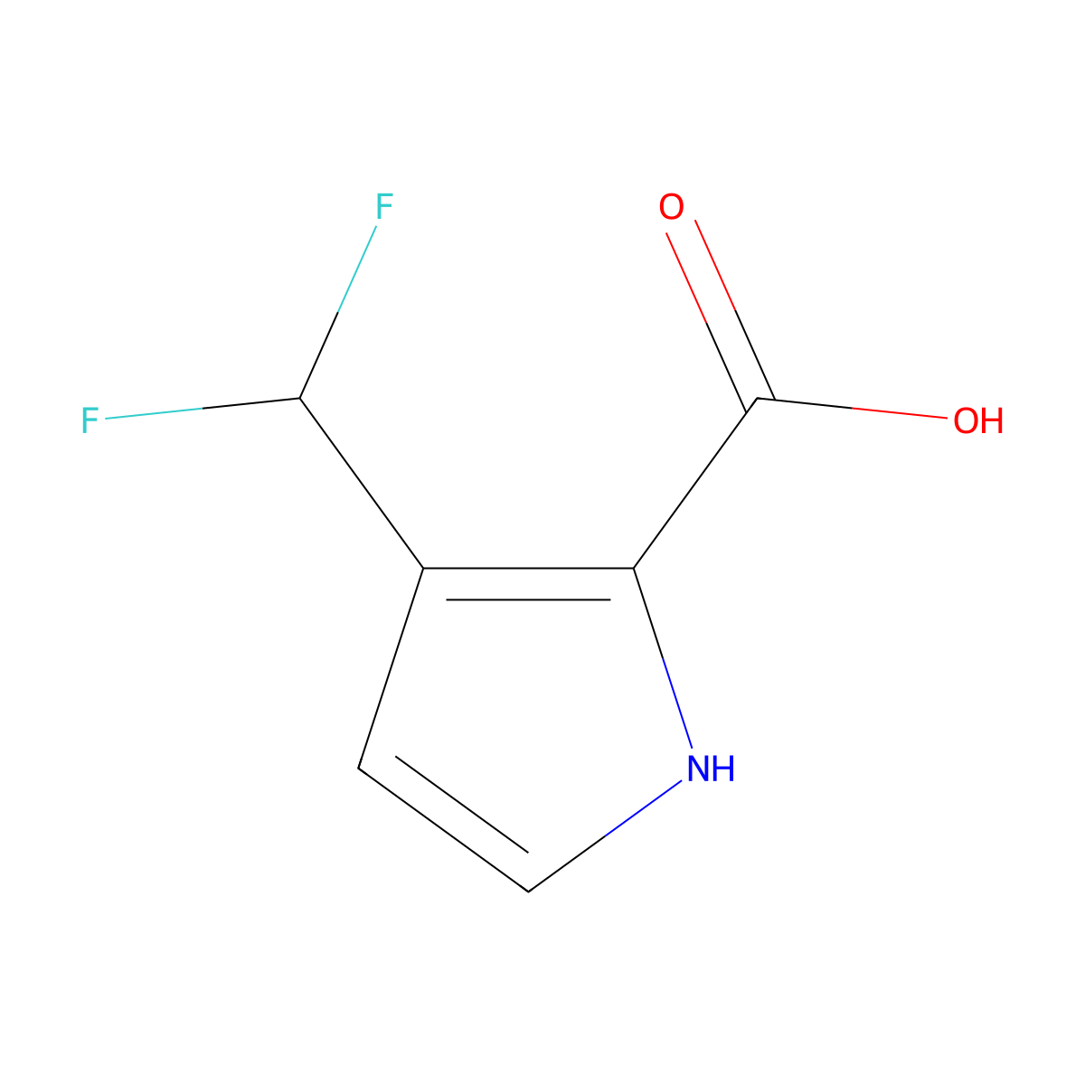 3-(difluoromethyl)-1H-pyrrole-2-carboxylic acid molecular structure, CAS 2913424-55-0