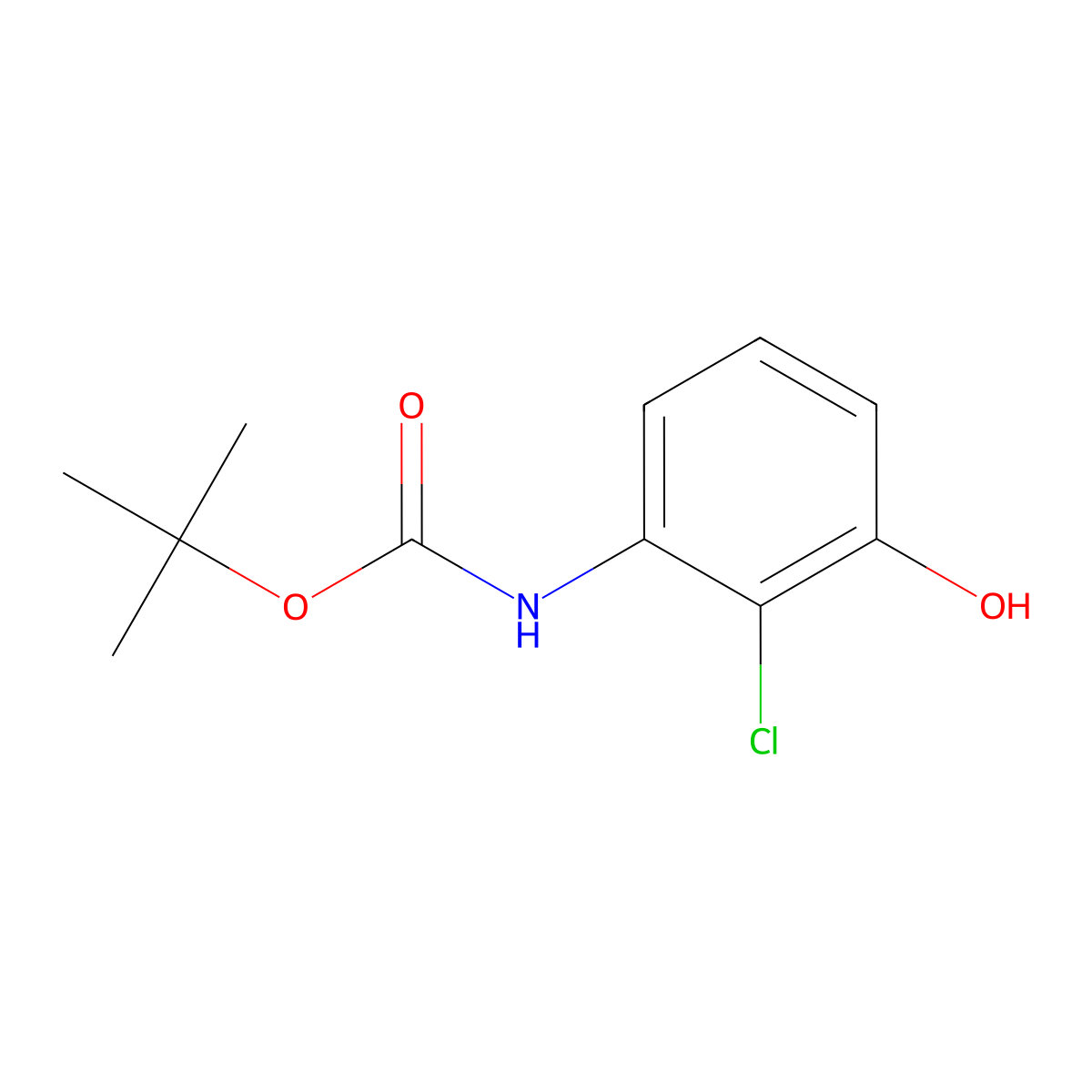 tert-butyl N-(2-chloro-3-hydroxyphenyl)carbamate molecular structure, CAS 2913424-68-5