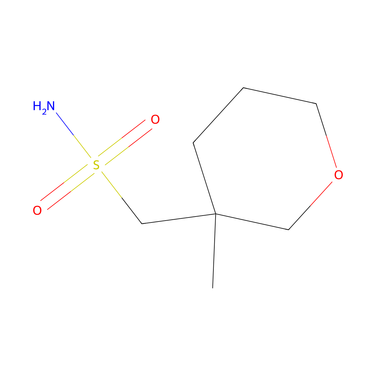 (3-Methyloxan-3-yl)methanesulfonamide molecular structure, CAS 2913425-09-7