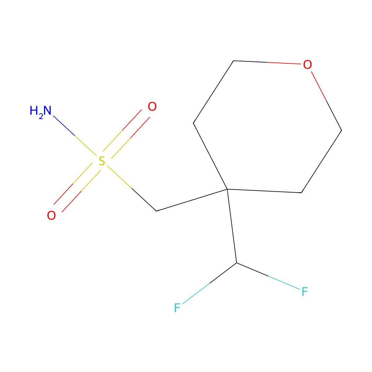 [4-(Difluoromethyl)oxan-4-yl]methanesulfonamide molecular structure, CAS 2913425-19-9