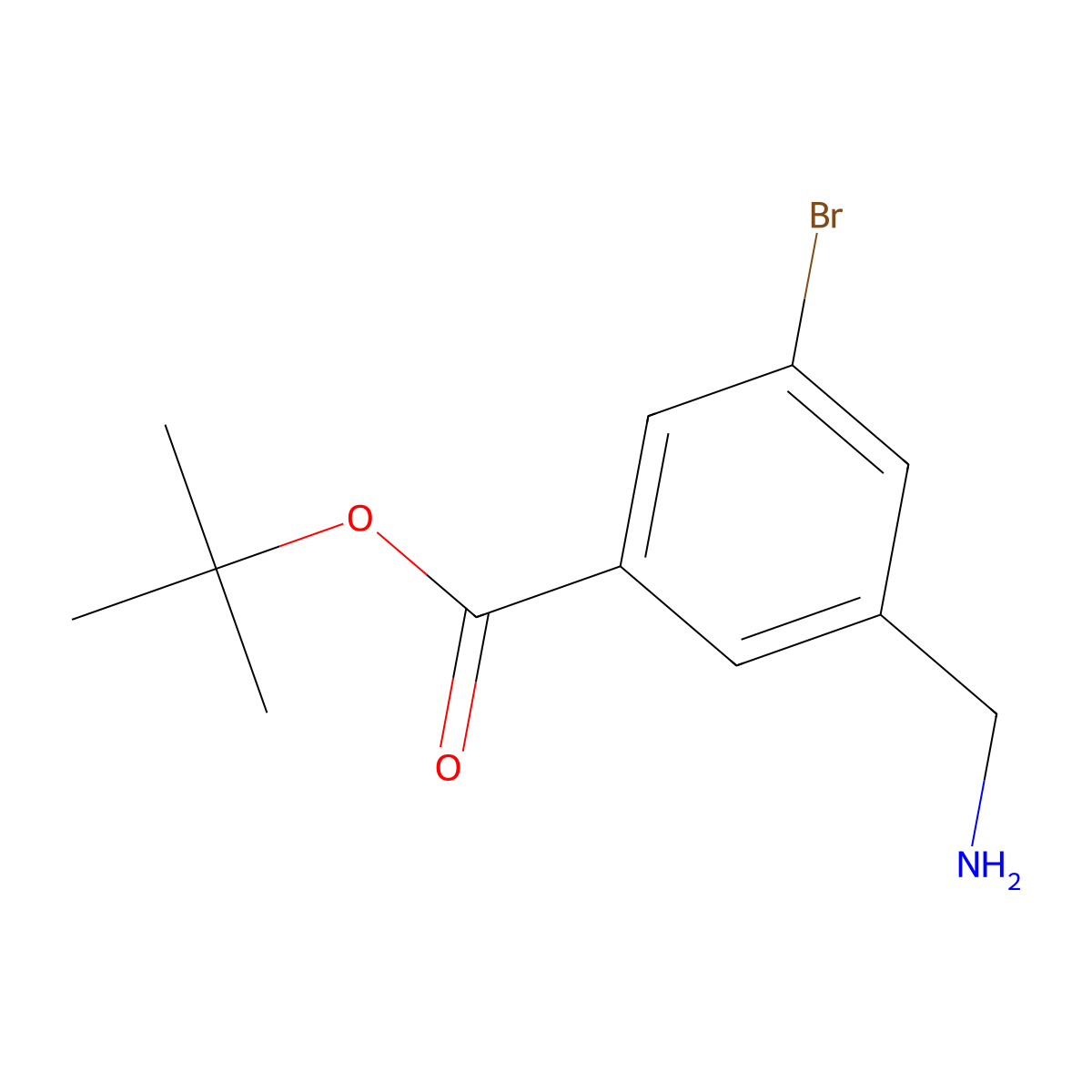 Tert-butyl 3-(aminomethyl)-5-bromobenzoate molecular structure, CAS 2913425-26-8