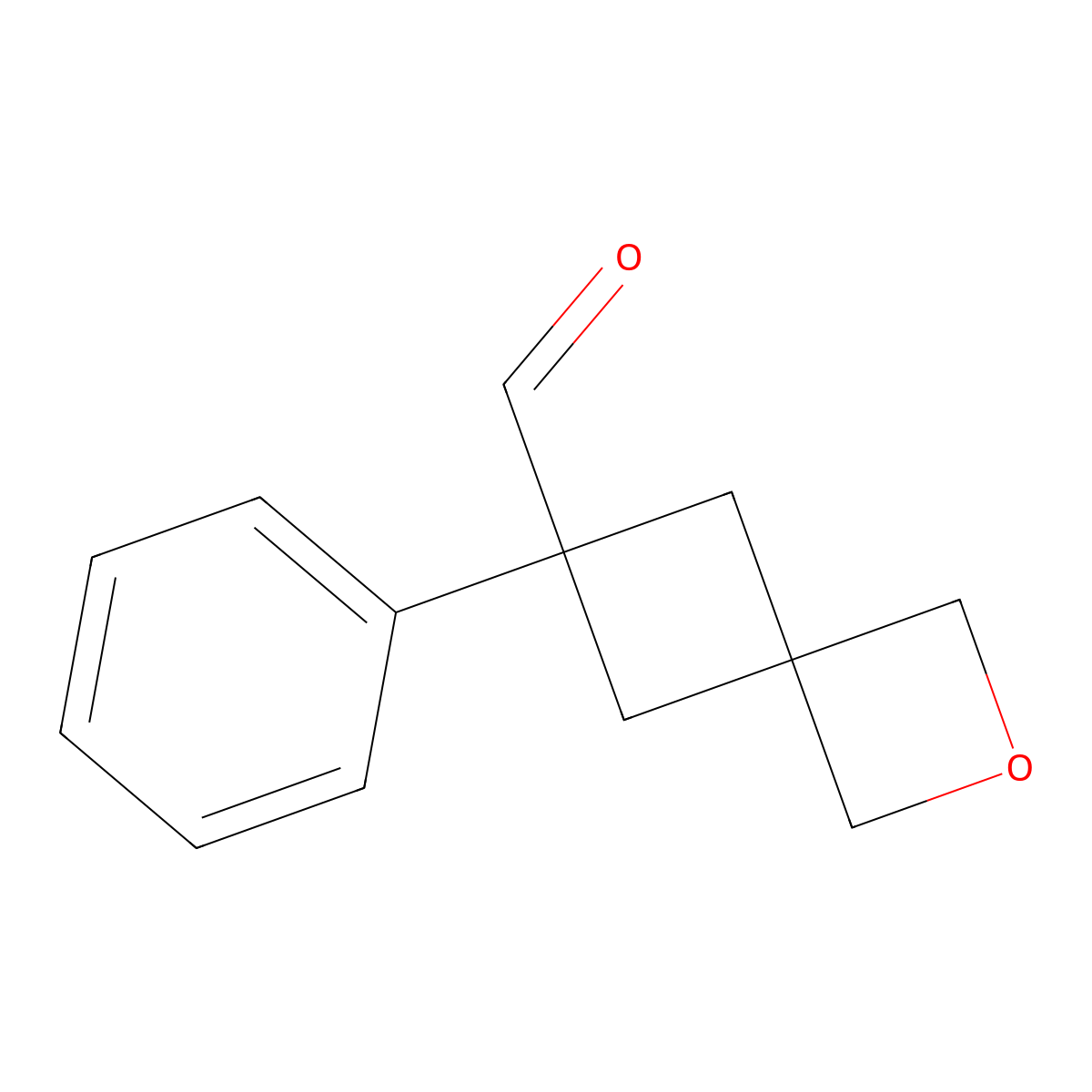 6-Phenyl-2-oxaspiro[3.3]heptane-6-carbaldehyde molecular structure, CAS 2913425-35-9