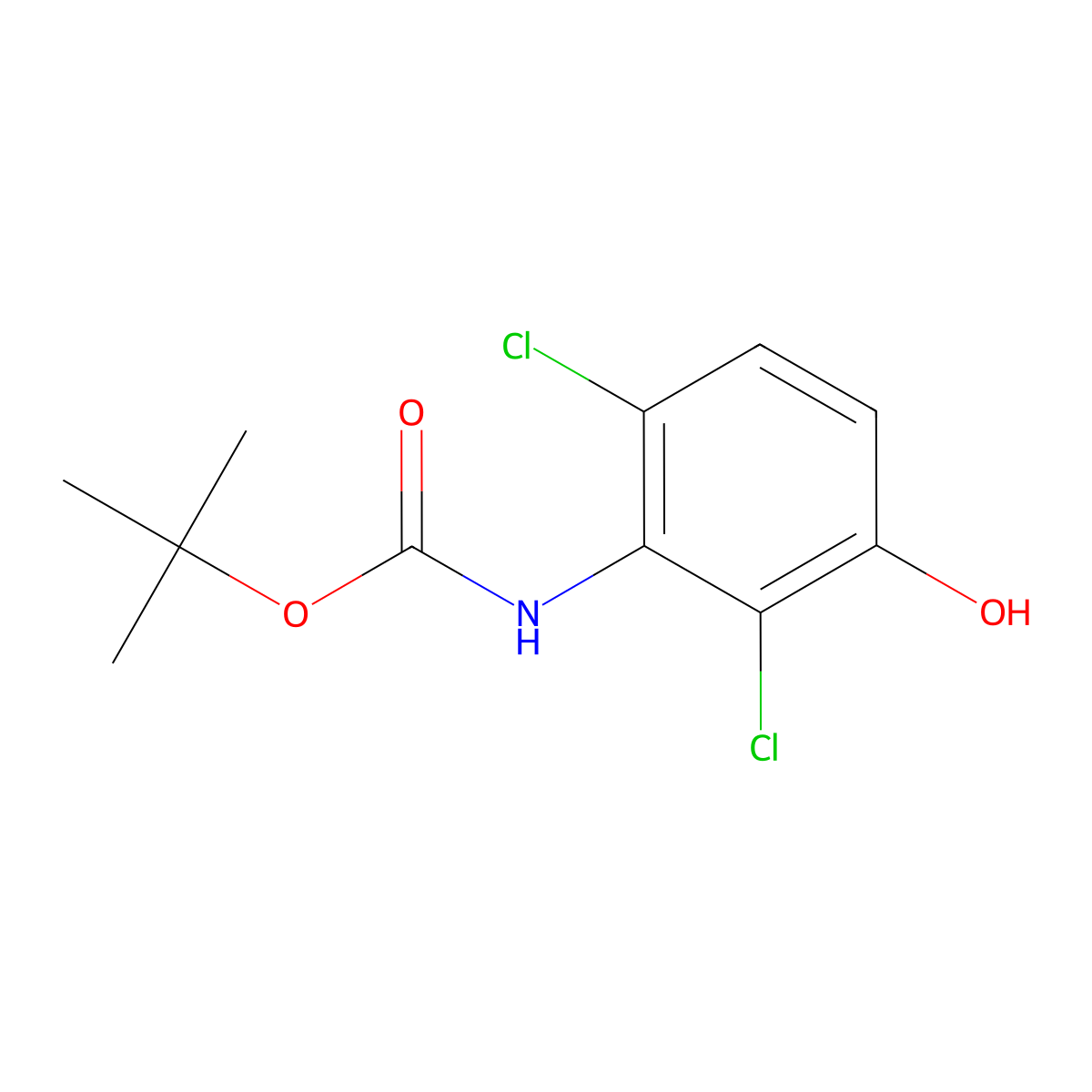 tert-butyl N-(2,6-dichloro-3-hydroxyphenyl)carbamate molecular structure, CAS 2913425-37-1