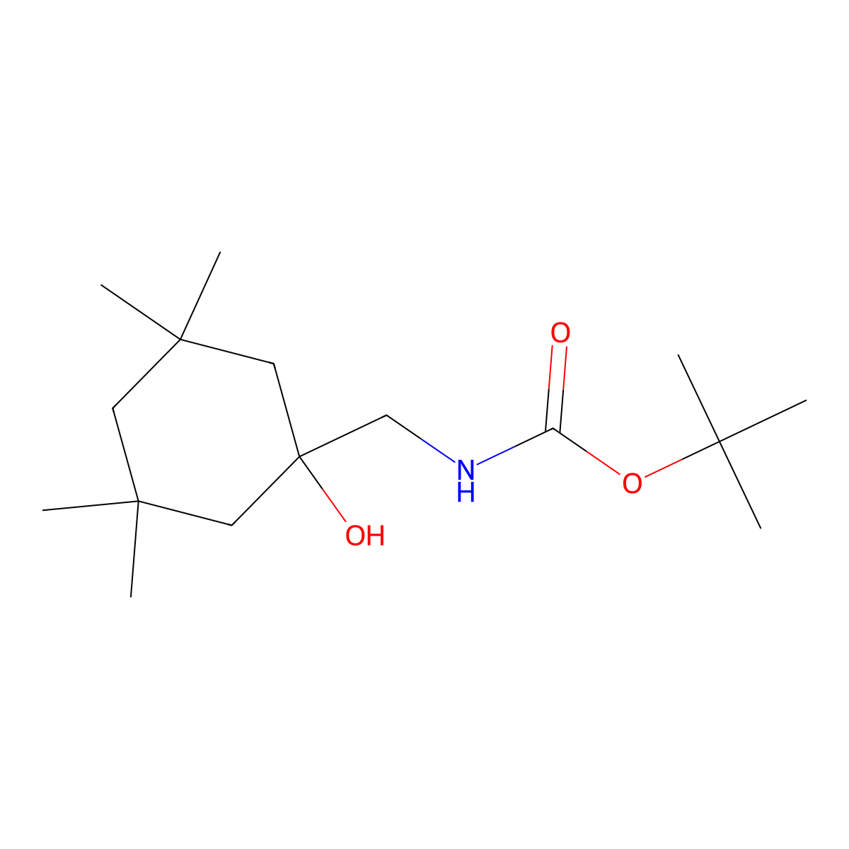 tert-butyl N-[(1-hydroxy-3,3,5,5-tetramethylcyclohexyl)methyl]carbamate molecular structure, CAS 2913425-45-1