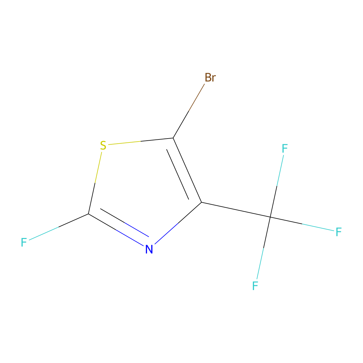 5-Bromo-2-fluoro-4-(trifluoromethyl)-1,3-thiazole molecular structure, CAS 2913425-55-3
