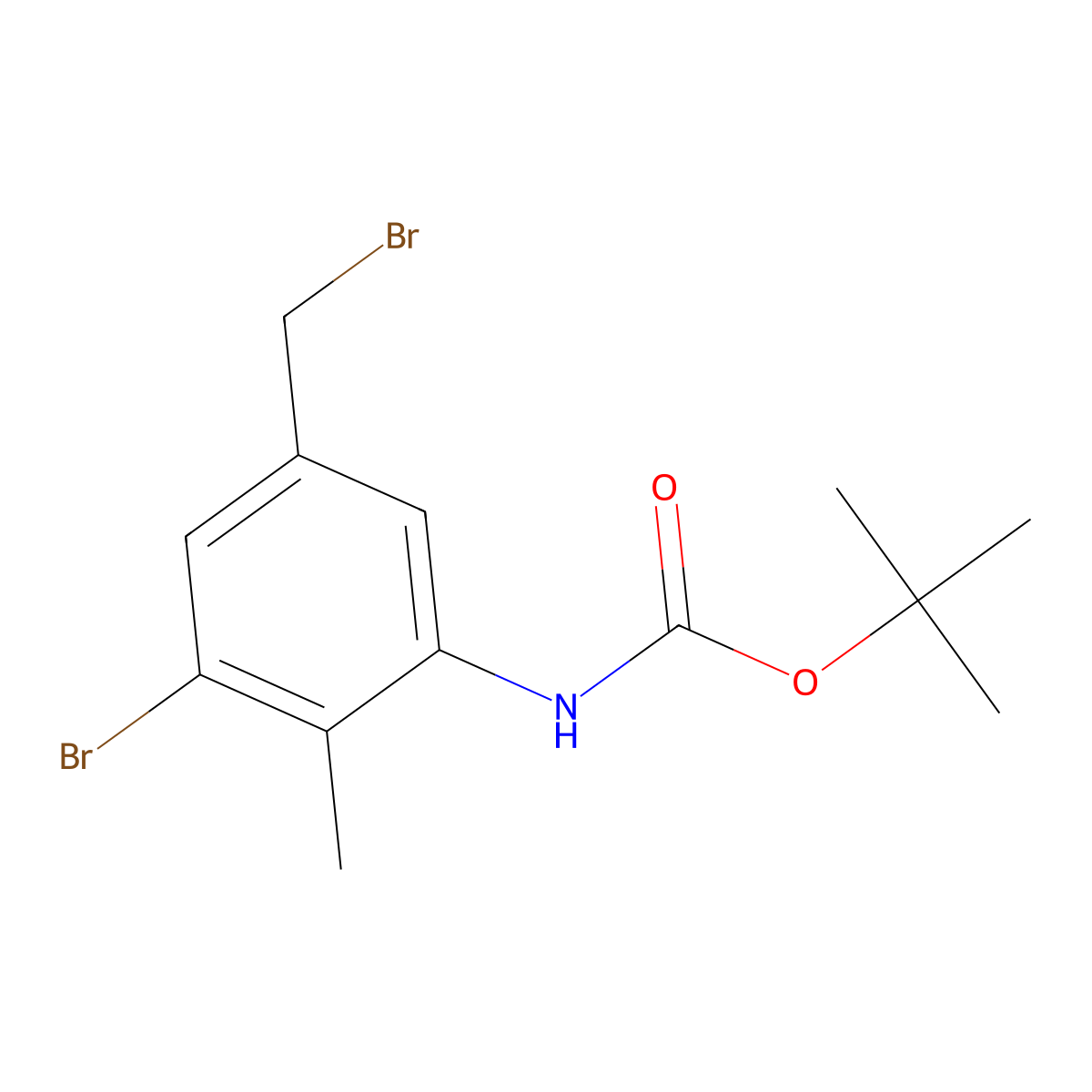 tert-butyl N-[3-bromo-5-(bromomethyl)-2-methylphenyl]carbamate molecular structure, CAS 2913425-56-4