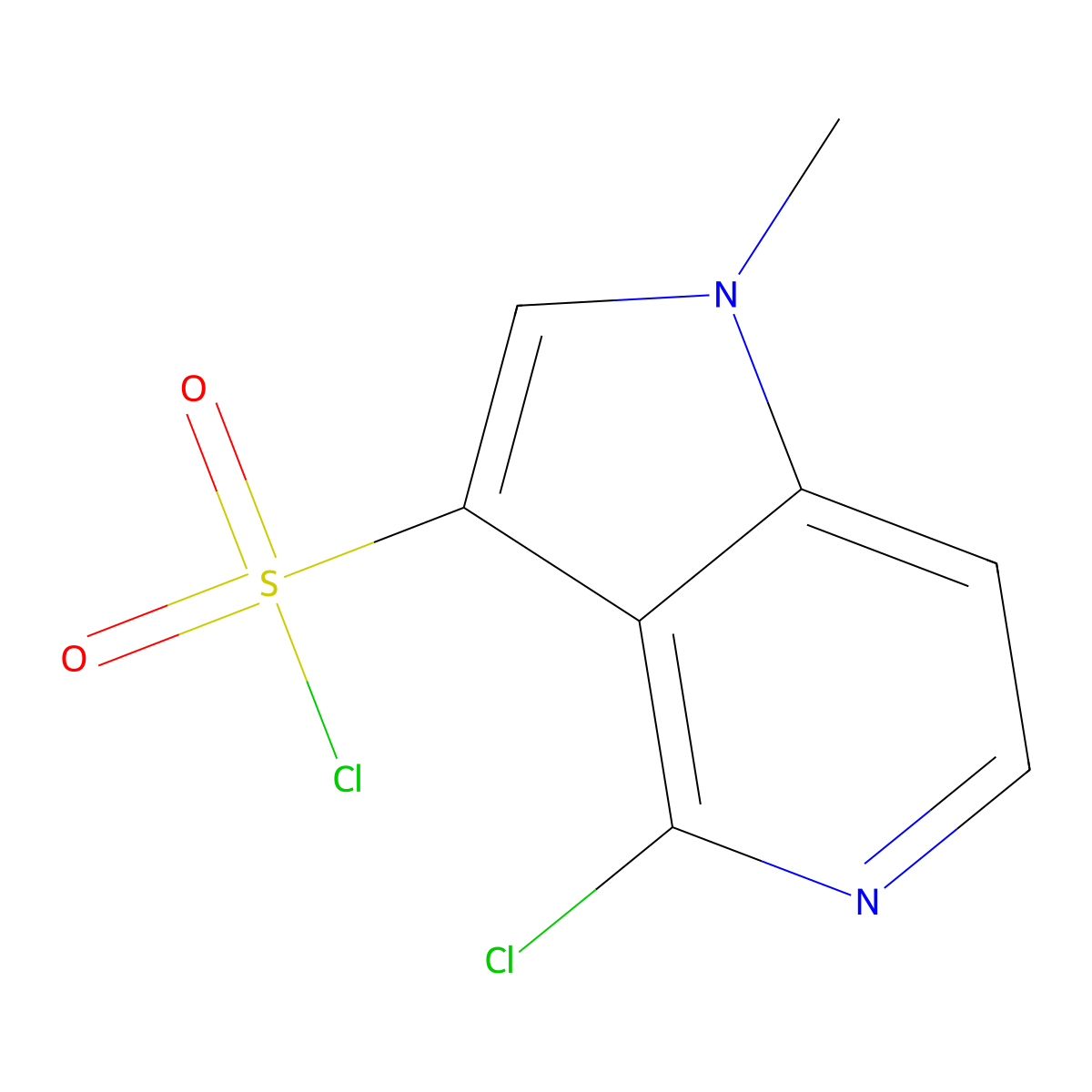 4-chloro-1-methyl-1H-pyrrolo[3,2-c]pyridine-3-sulfonyl chloride molecular structure, CAS 2913425-96-2