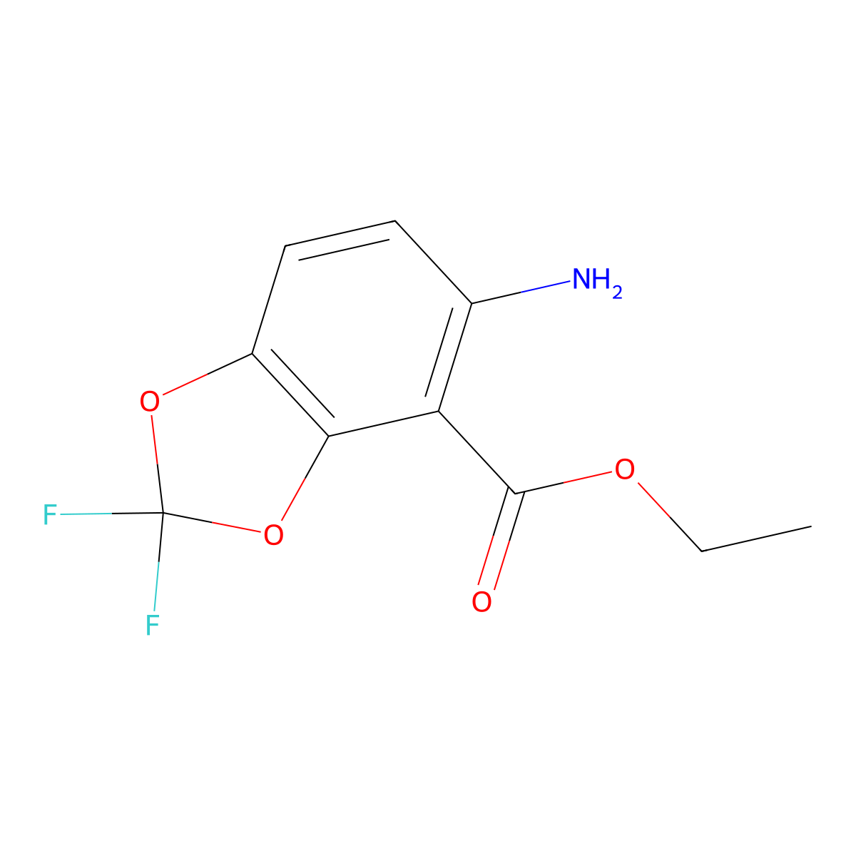 Ethyl 5-amino-2,2-difluoro-1,3-dioxaindane-4-carboxylate molecular structure, CAS 2913426-21-6