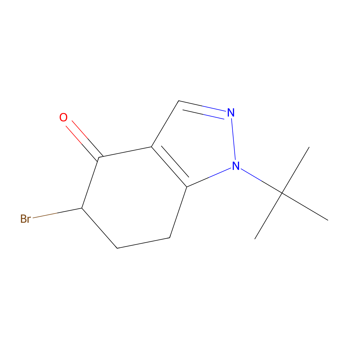 5-bromo-1-tert-butyl-4,5,6,7-tetrahydro-1H-indazol-4-one molecular structure, CAS 2913426-26-1