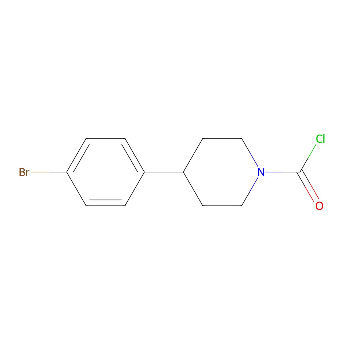 4-(4-Bromophenyl)piperidine-1-carbonyl chloride molecular structure, CAS 2913426-32-9