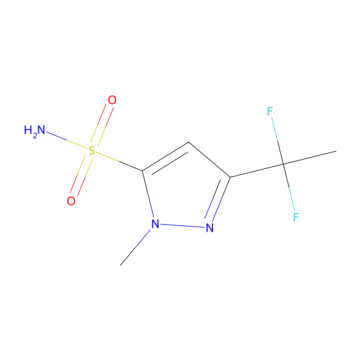 3-(1,1-difluoroethyl)-1-methyl-1H-pyrazole-5-sulfonamide molecular structure, CAS 2913426-38-5