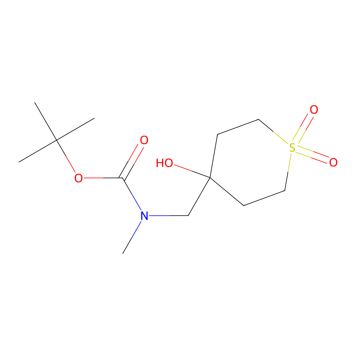tert-butyl N-[(4-hydroxy-1,1-dioxo-1lambda6-thian-4-yl)methyl]-N-methylcarbamate molecular structure, CAS 2913426-60-3