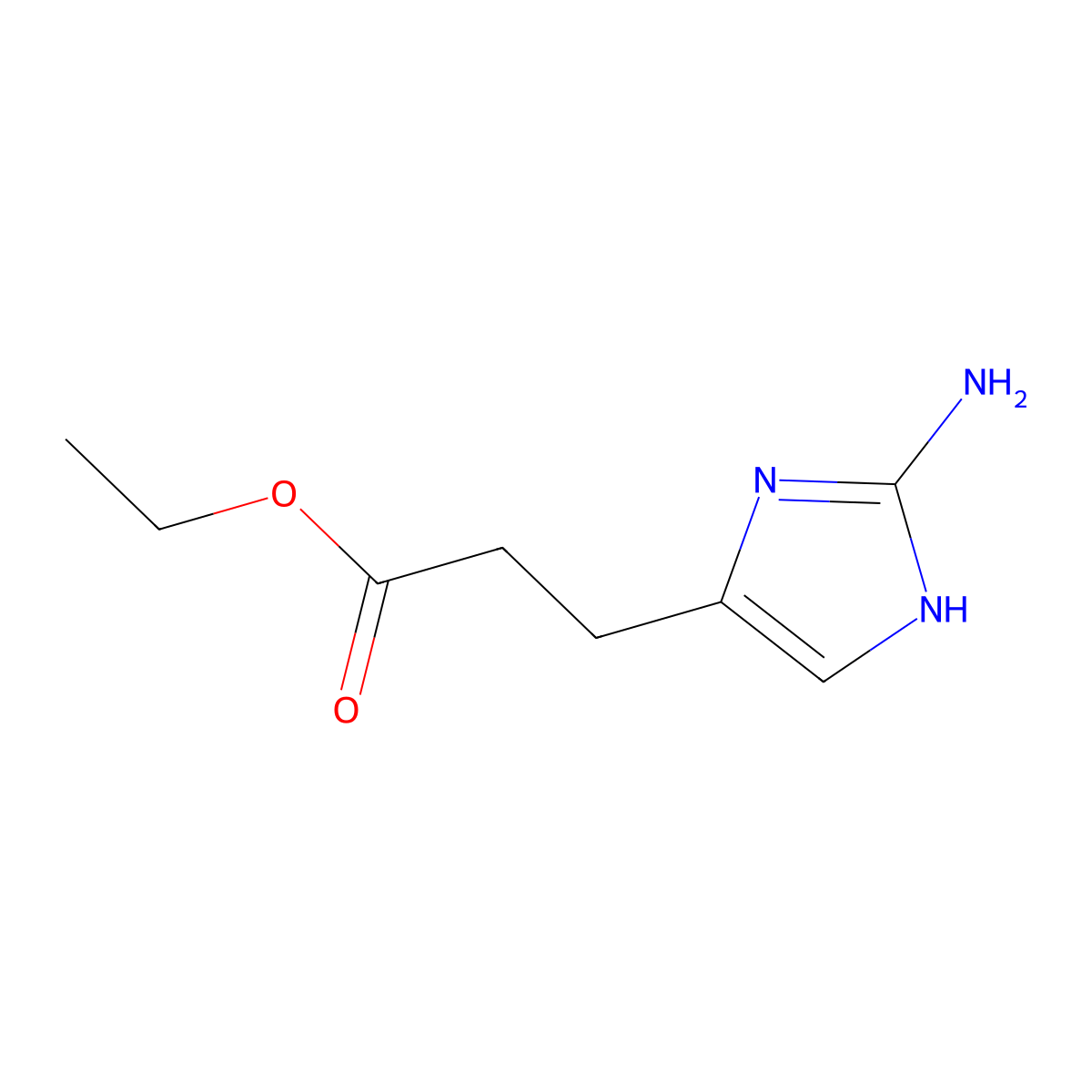ethyl 3-(2-amino-1H-imidazol-4-yl)propanoate molecular structure, CAS 2913426-61-4