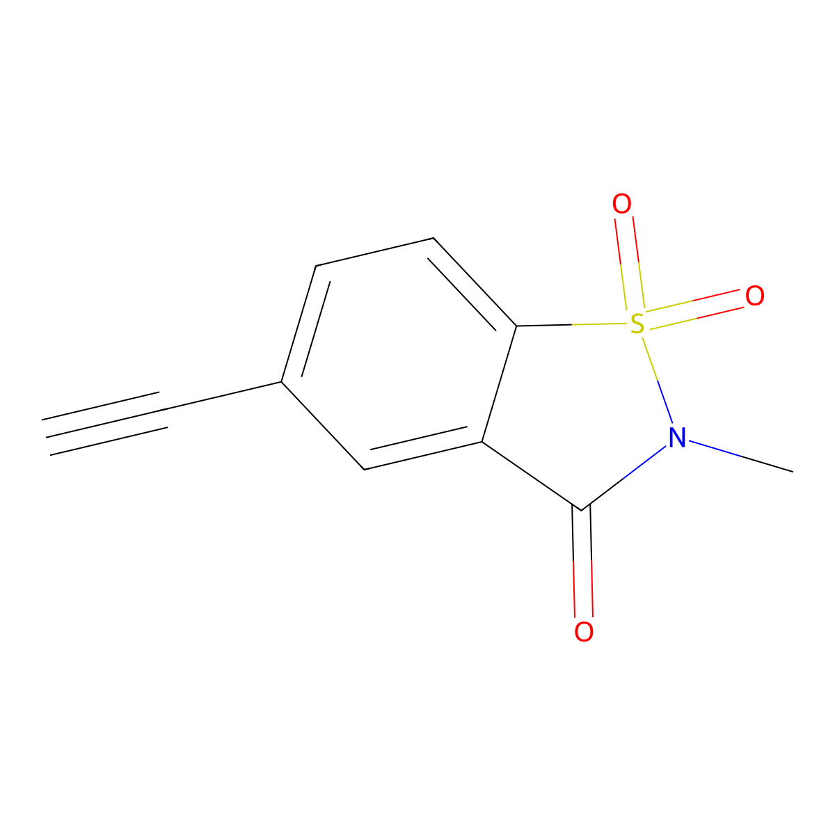 5-Ethynyl-2-methyl-2,3-dihydro-1lambda6,2-benzothiazole-1,1,3-trione molecular structure, CAS 2913426-63-6