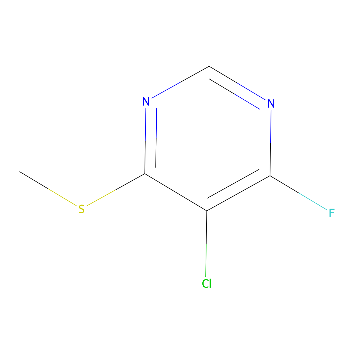 5-Chloro-4-fluoro-6-(methylsulfanyl)pyrimidine molecular structure, CAS 2913426-70-5