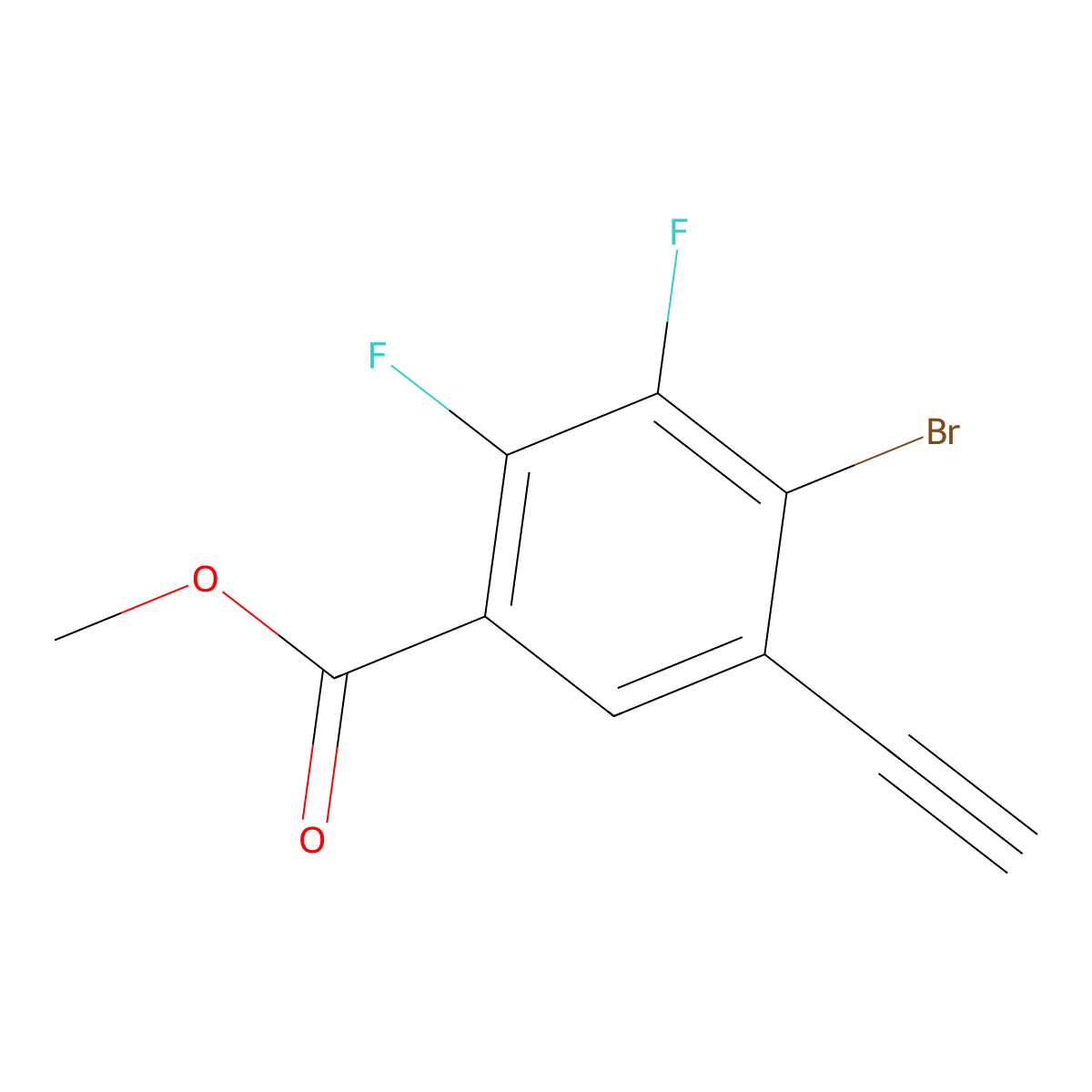Methyl 4-bromo-5-ethynyl-2,3-difluorobenzoate molecular structure, CAS 2913436-28-7