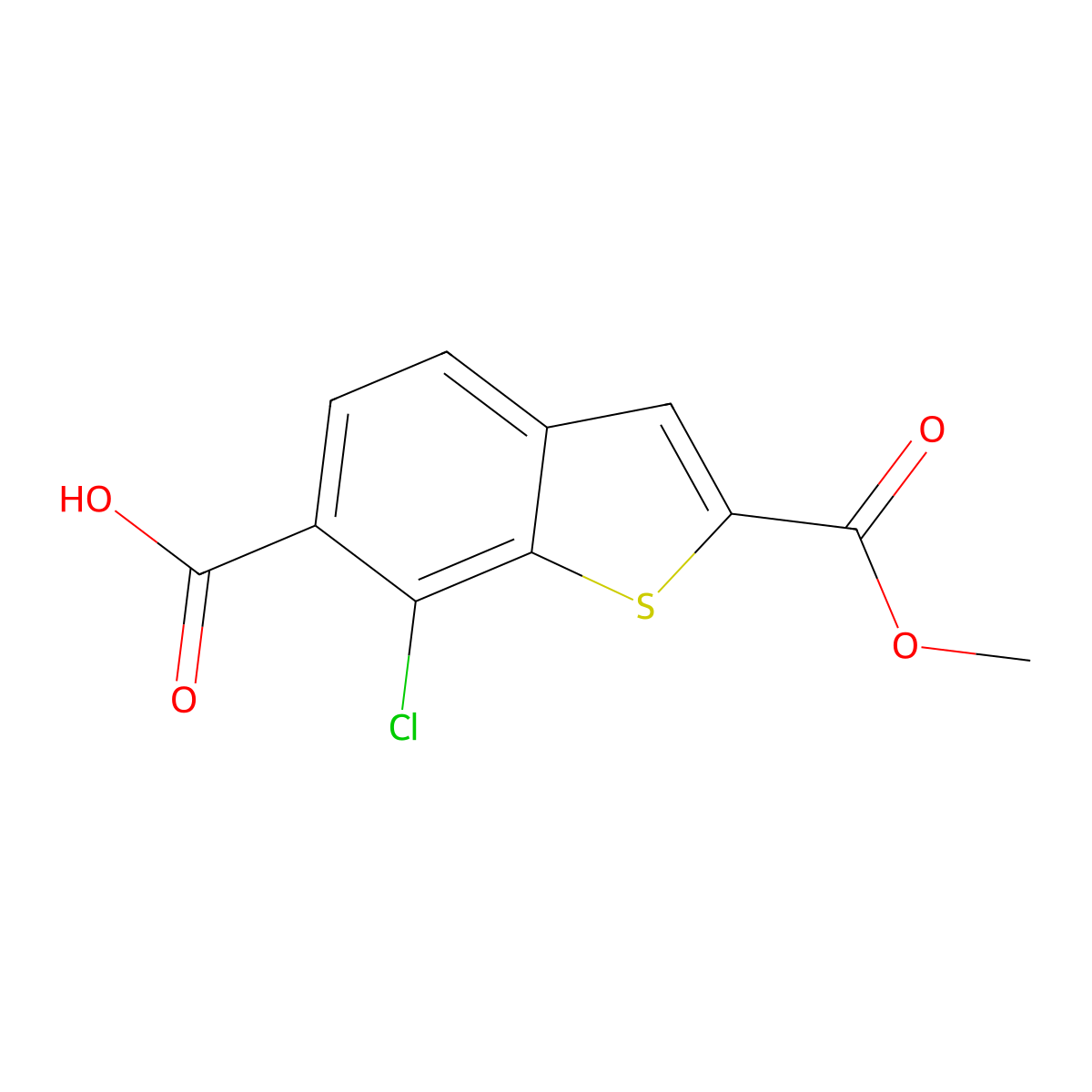 7-Chloro-2-(methoxycarbonyl)-1-benzothiophene-6-carboxylic acid molecular structure, CAS 2913436-39-0