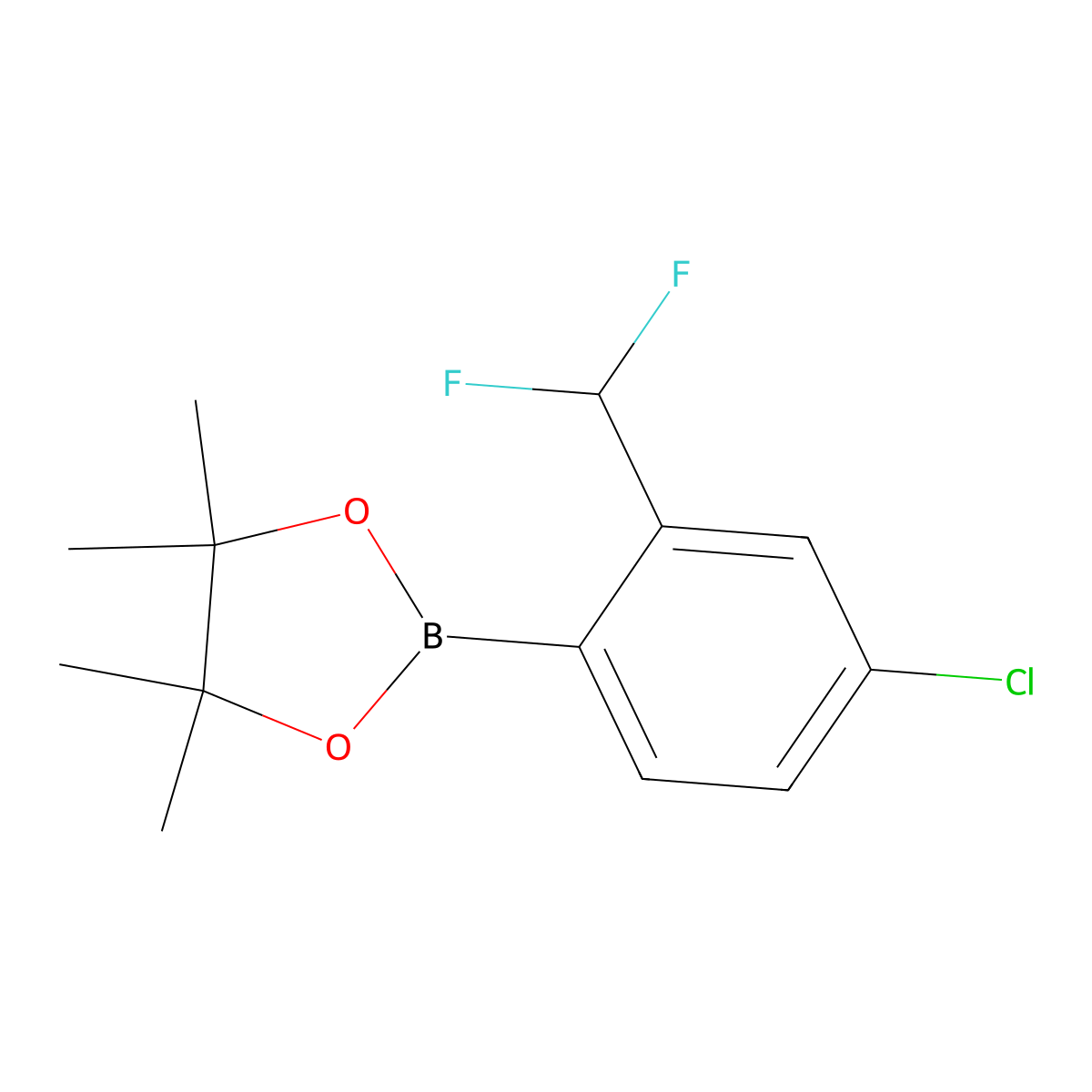 2-(4-Chloro-2-(difluoromethyl)phenyl)-4,4,5,5-tetramethyl-1,3,2-dioxaborolane molecular structure, CAS 2913572-64-0