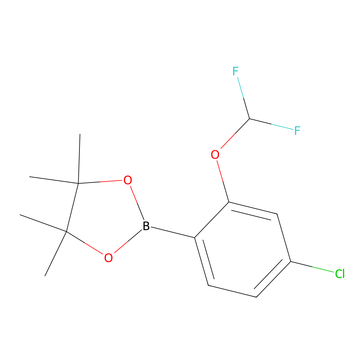 2-[4-Chloro-2-(difluoromethoxy)phenyl]-4,4,5,5-tetramethyl-1,3,2-dioxaborolane molecular structure, CAS 2913572-66-2