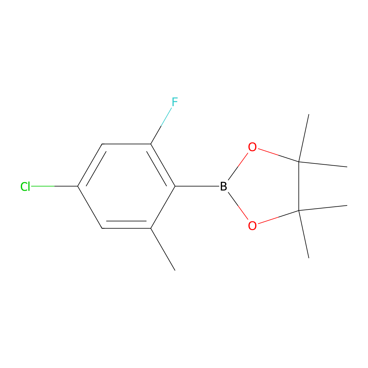 2-(4-Chloro-2-fluoro-6-methylphenyl)-4,4,5,5-tetramethyl-1,3,2-dioxaborolane molecular structure, CAS 2913572-78-6