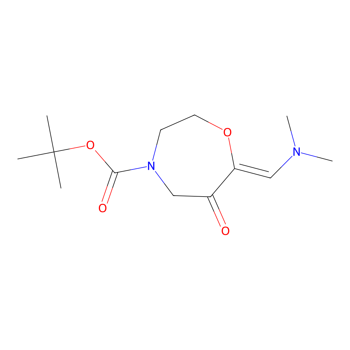 tert-butyl (7Z)-7-[(dimethylamino)methylidene]-6-oxo-1,4-oxazepane-4-carboxylate molecular structure, CAS 2913587-20-7
