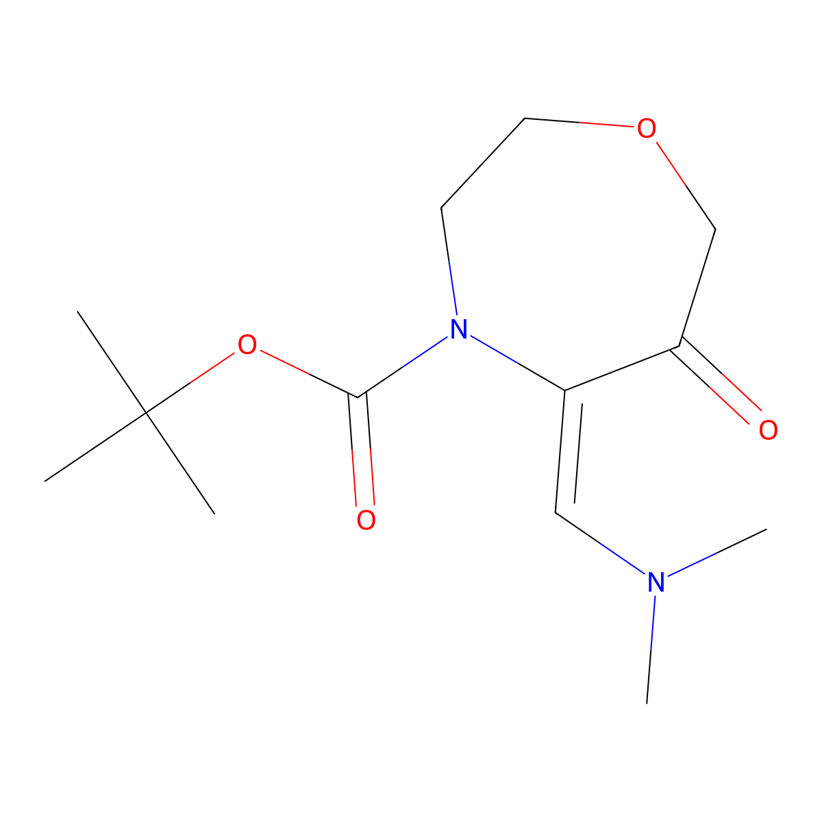 tert-butyl (5E)-5-[(dimethylamino)methylidene]-6-oxo-1,4-oxazepane-4-carboxylate molecular structure, CAS 2913587-21-8