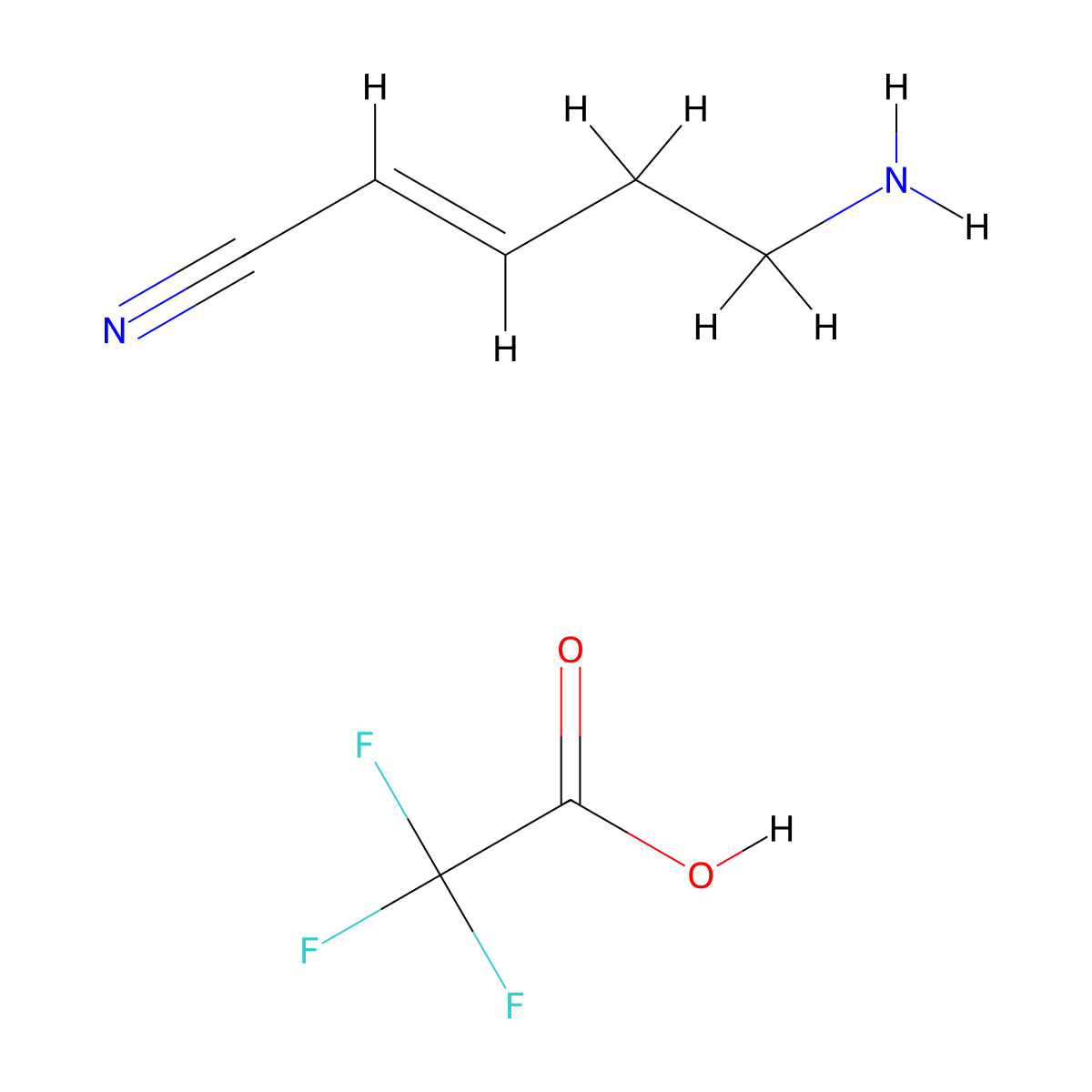 (2E)-5-aminopent-2-enenitrile, trifluoroacetic acid molecular structure, CAS 2913587-26-3