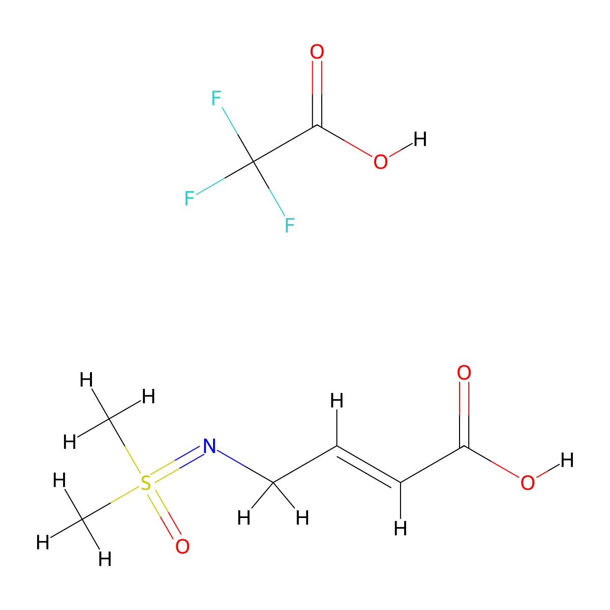 4-{[Dimethyl(oxo)-lambda6-sulfanylidene]amino}but-2-enoic acid; trifluoroacetic acid molecular structure, CAS 2913587-28-5