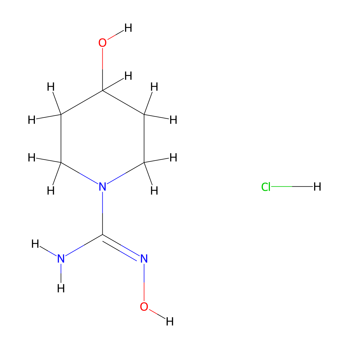 N',4-dihydroxypiperidine-1-carboximidamide hydrochloride molecular structure, CAS 2913587-29-6