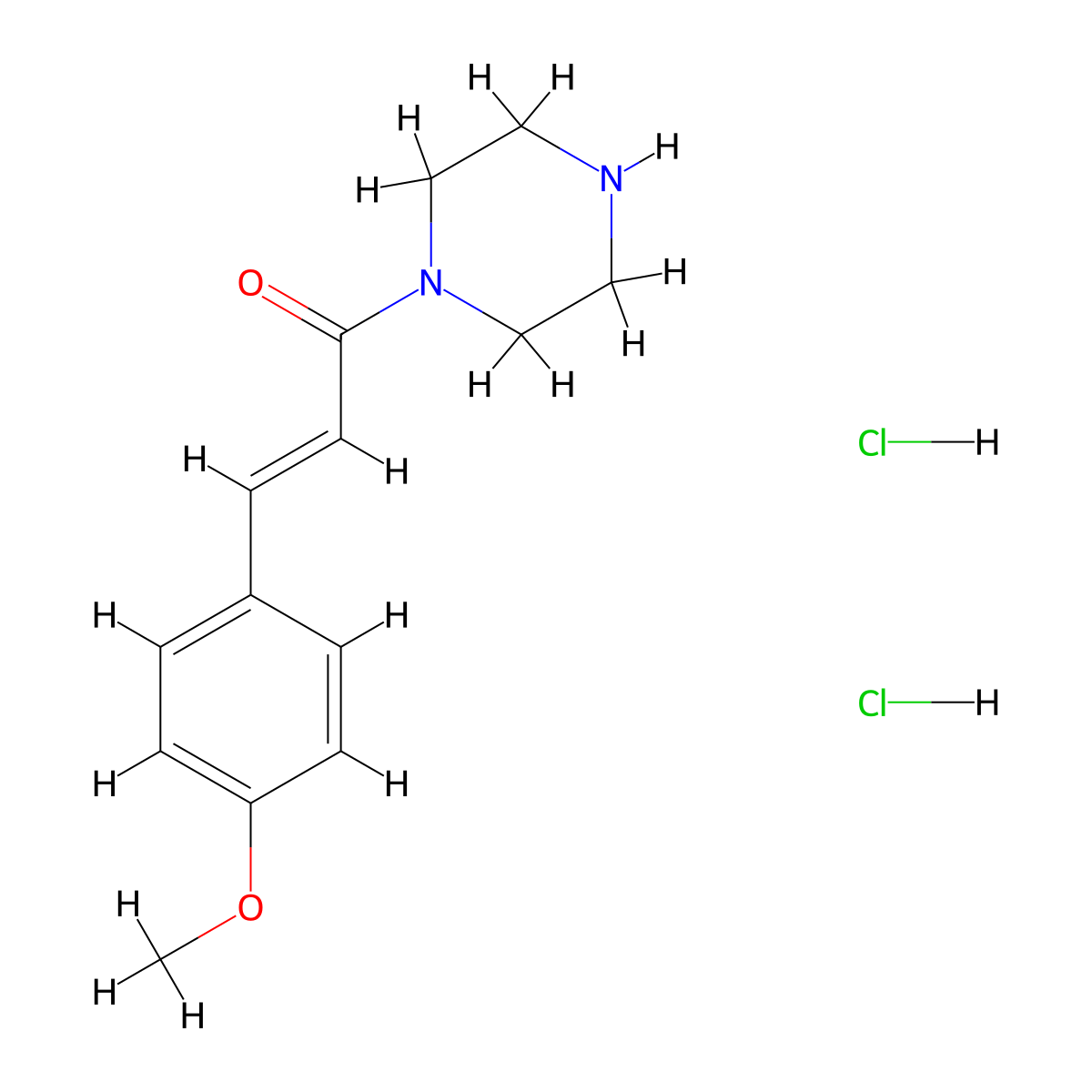 (2E)-3-(4-methoxyphenyl)-1-(piperazin-1-yl)prop-2-en-1-one dihydrochloride molecular structure, CAS 2913587-35-4