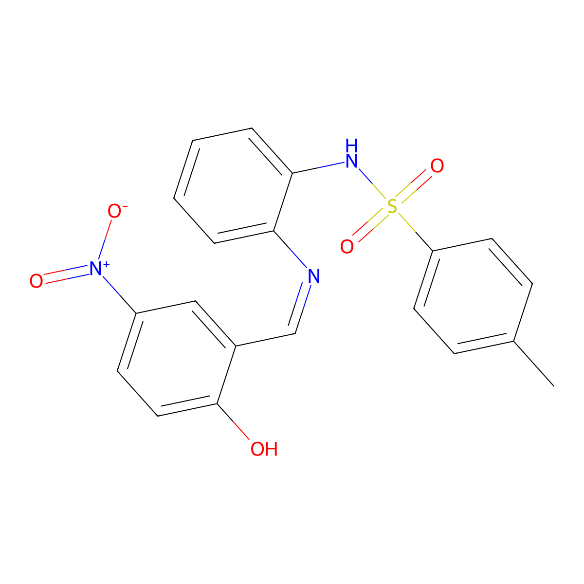N-(2-((2-Hydroxy-5-nitro-benzylidene)-amino)-phenyl)-4-methyl-benzenesulfonamide molecular structure, CAS 29136-73-0