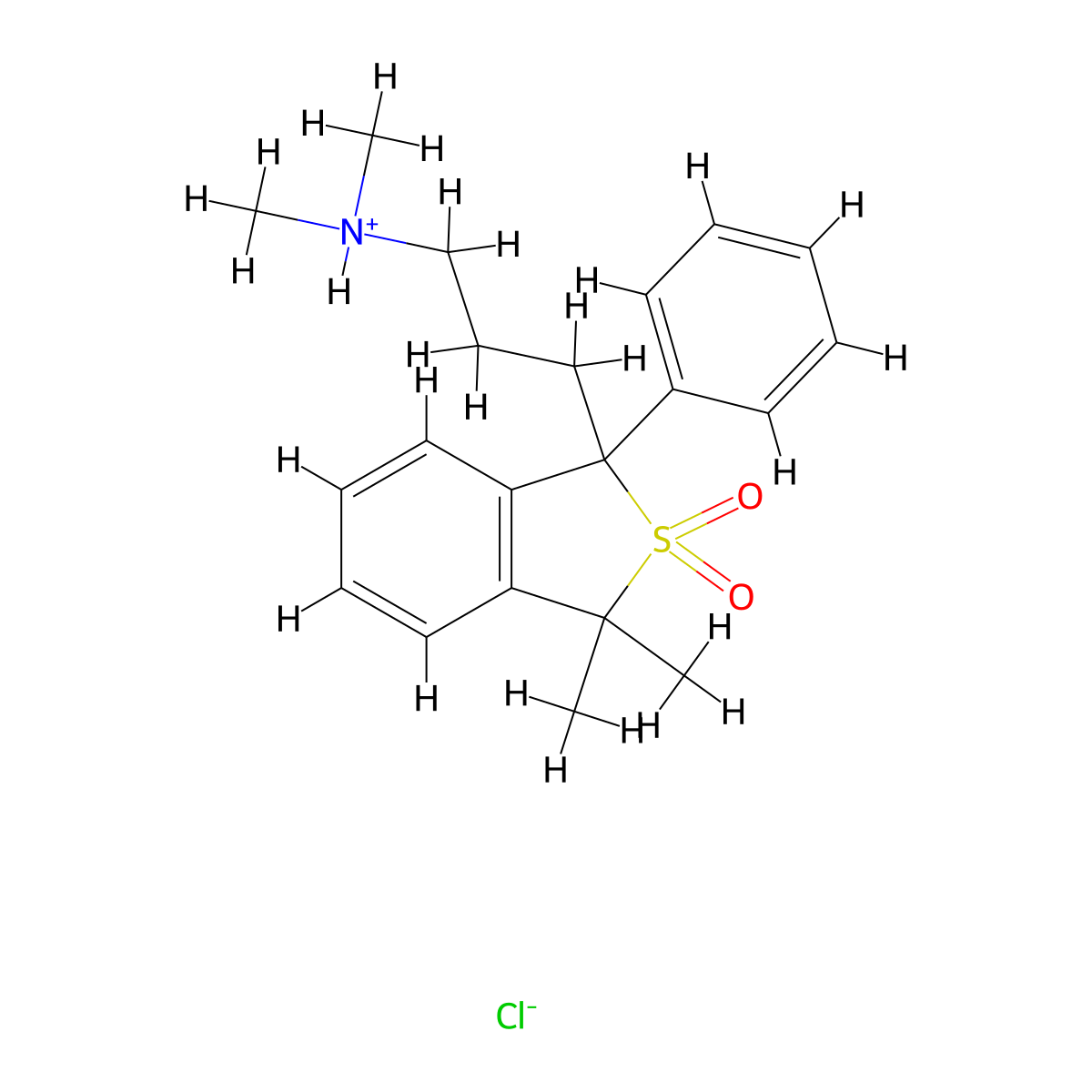 Benzo(c)thiophene-1-propylamine, 1,3-dihydro-1-phenyl-N,N,3,3-tetramethyl-, 2,2-dioxide, hydrochloride molecular structure, CAS 29140-42-9