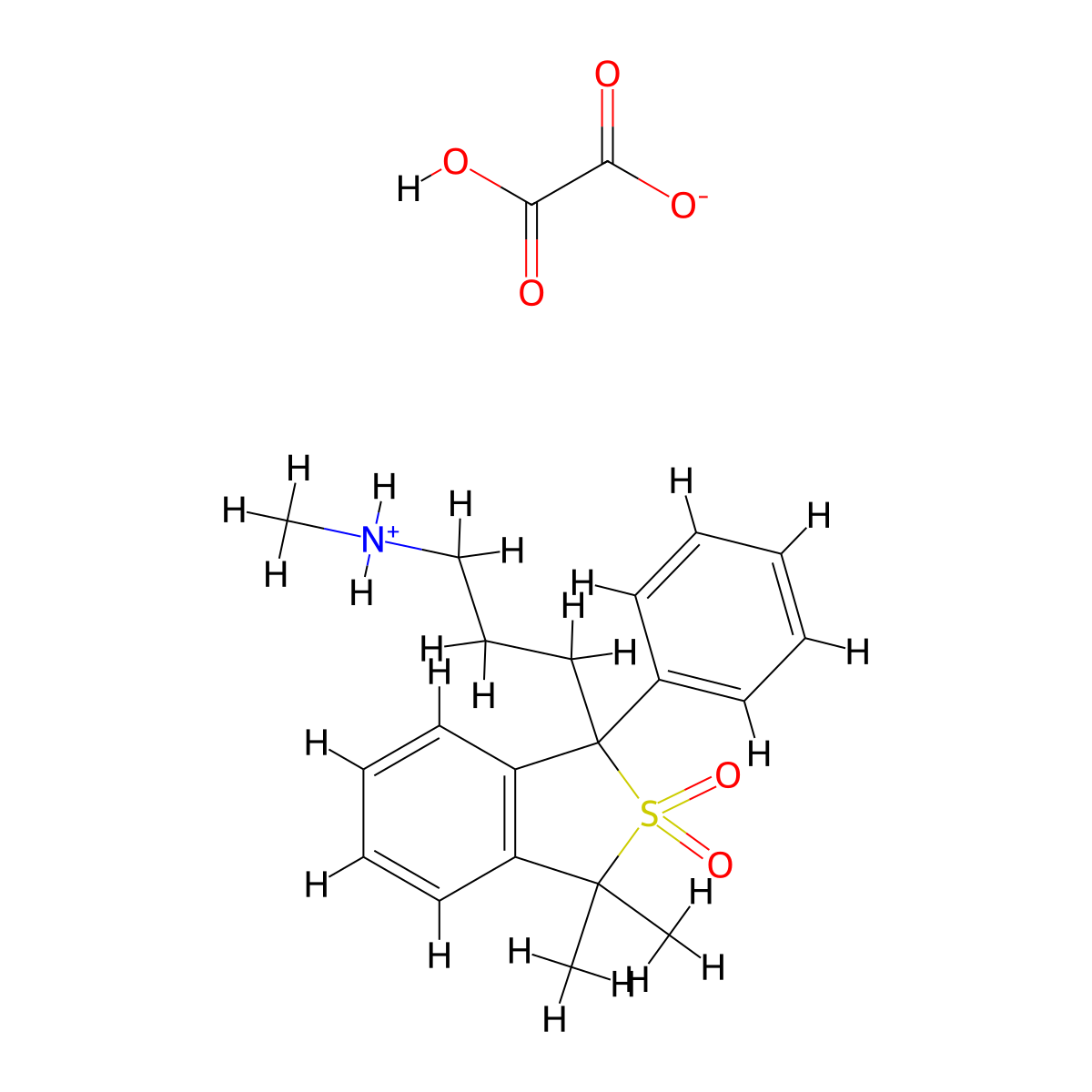 Benzo(c)thiophene-1-propylamine, 1,3-dihydro-1-phenyl-N,3,3-trimethyl-, 2,2-dioxide, oxalate molecular structure, CAS 29140-43-0
