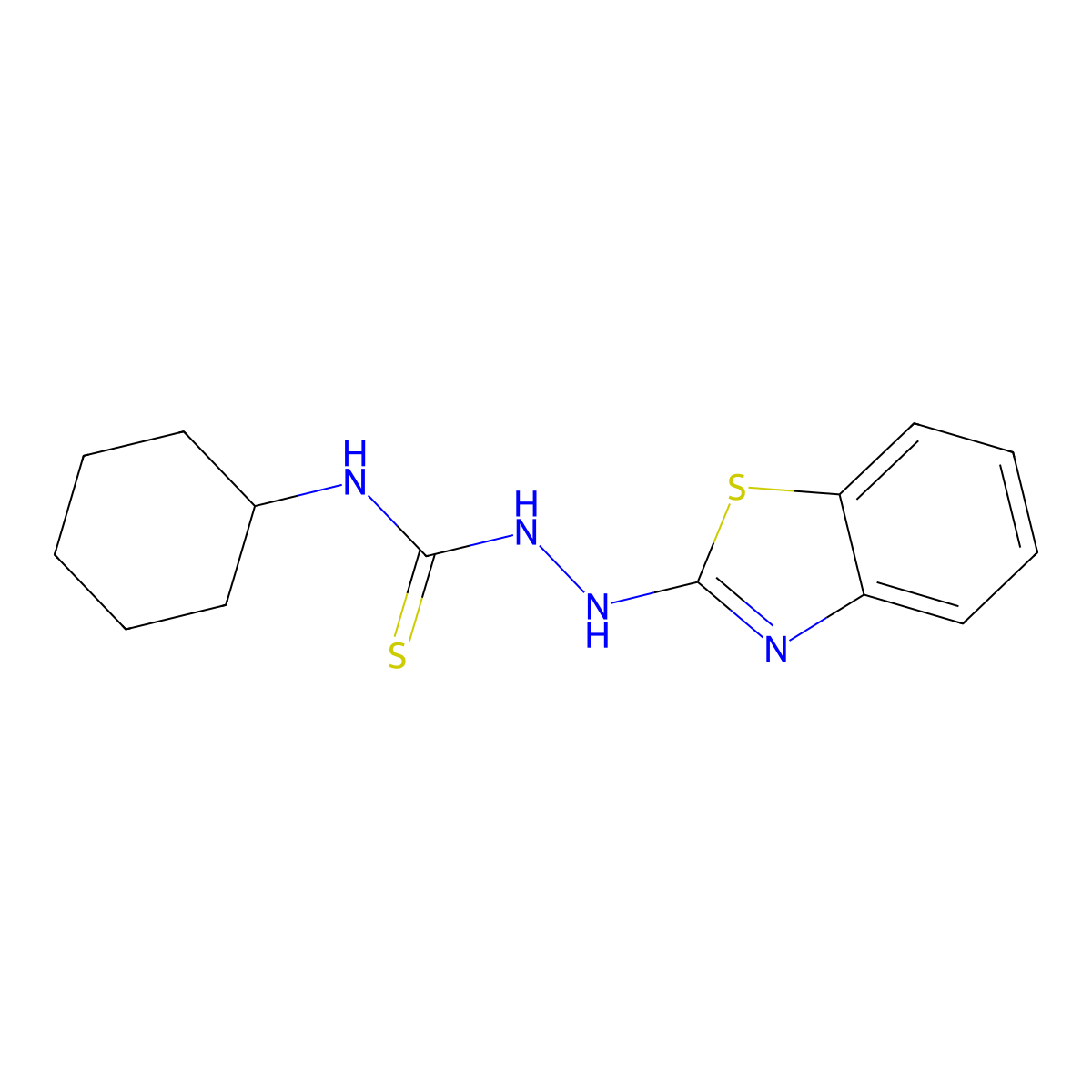 2-(1,3-benzothiazol-2-yl)-N-cyclohexylhydrazinecarbothioamide molecular structure, CAS 29145-26-4