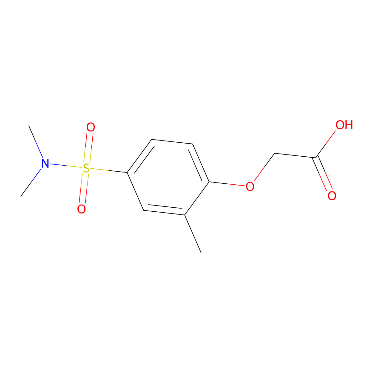 [4-(Dimethylsulfamoyl)-2-methylphenoxy]acetic acid molecular structure, CAS 29148-95-6