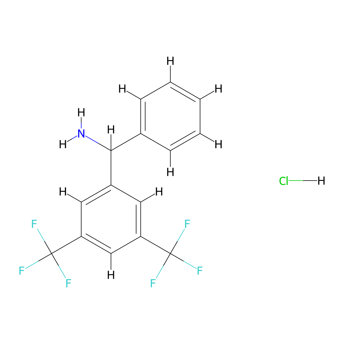 (3,5-bis(Trifluoromethyl)phenyl)(phenyl)methanamine hydrochloride molecular structure, CAS 2914921-97-2