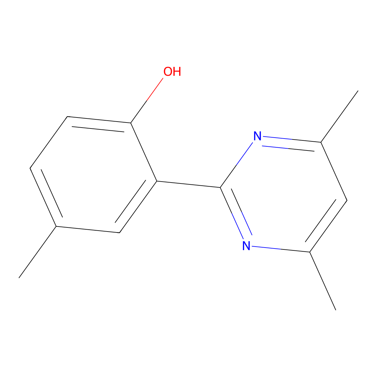 2-(4,6-Dimethyl-2-pyrimidinyl)-4-methylphenol molecular structure, CAS 2915-18-6