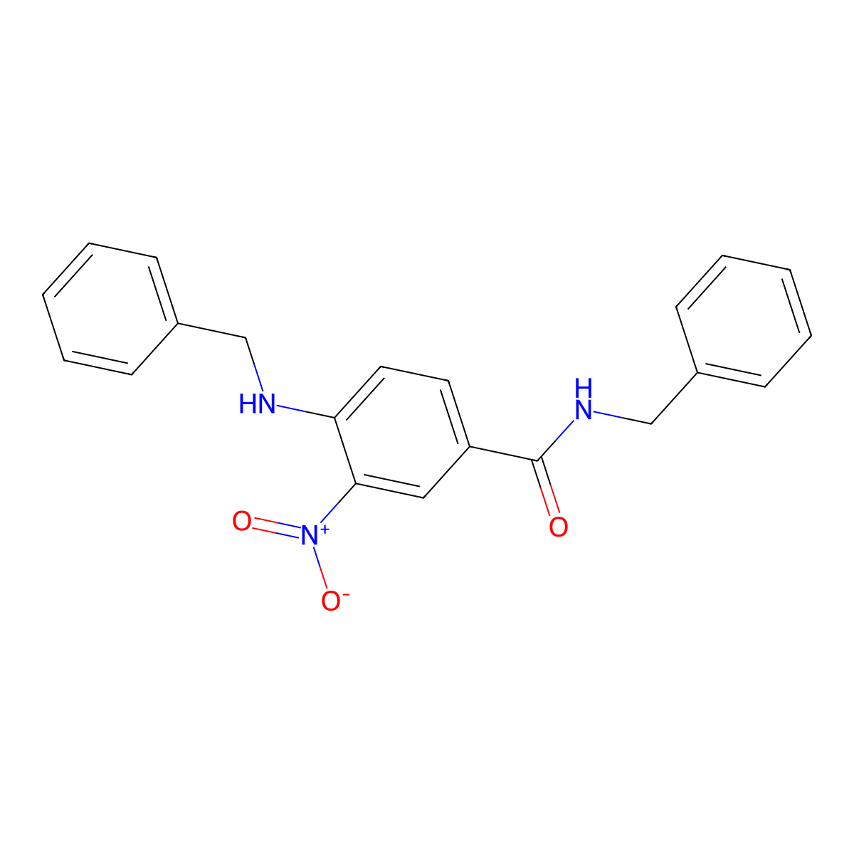 N-benzyl-4-(benzylamino)-3-nitrobenzamide molecular structure, CAS 291528-43-3