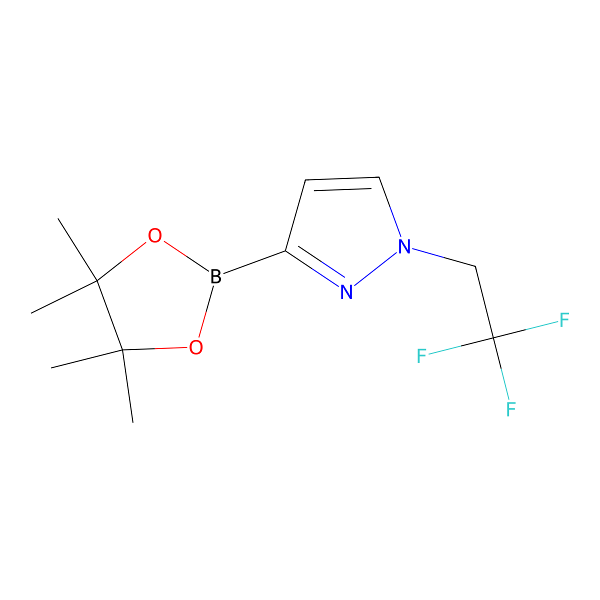3-(4,4,5,5-Tetramethyl-[1,3,2]dioxaborolan-2-yl)-1-(2,2,2-trifluoroethyl)-1H-pyrazole molecular structure, CAS 2915301-91-4