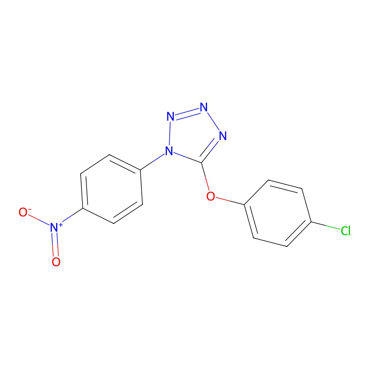 5-(4-chlorophenoxy)-1-{4-nitrophenyl}-1H-tetraazole molecular structure, CAS 291535-02-9