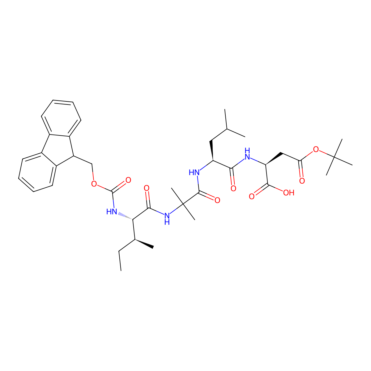 Fmoc-ile-aib-leu-asp(otbu)-OH molecular structure, CAS 2915356-38-4