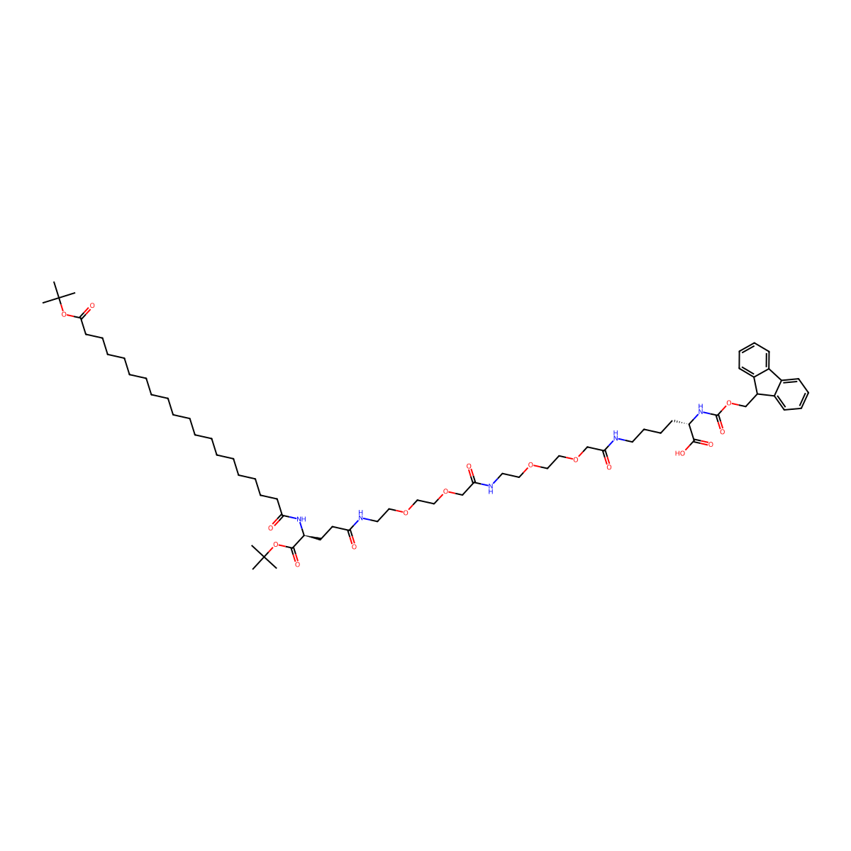 Fmoc-L-Lys(C20-OtBu-L-Glu(OtBu)-AA-AA)-OH molecular structure, CAS 2915356-76-0